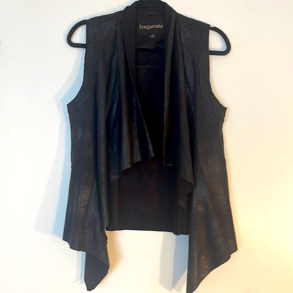 Faux suede shawl front vest